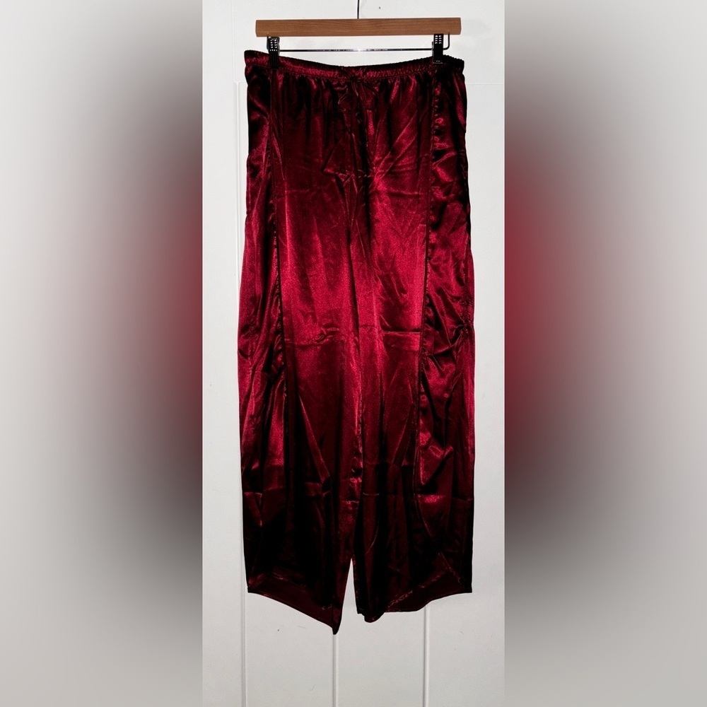 BB Dakota Fly Away Satin Drawstring Pajama Women L Bottom Lounge Relax Fit